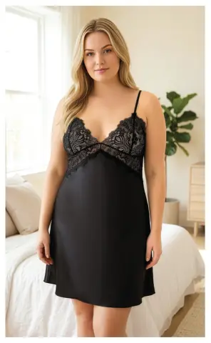 Miss Laris 4049 (2XL-3XL-4XL)  Battal Beden Bayan Saten Gecelik