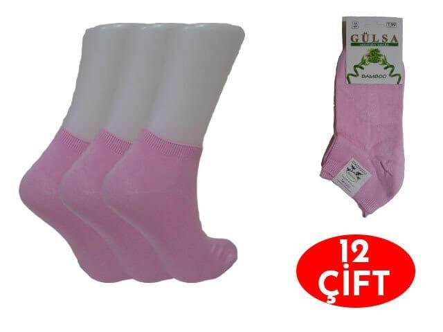 Gülsa Pembe Bayan Dikişsiz Bambu Patik 12'li