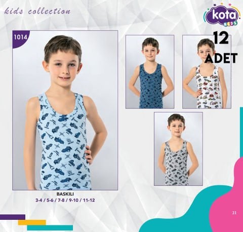 Kota 1014 Baskılı Erkek Çocuk Atlet 12'li