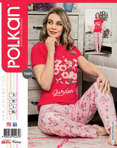 POLKAN 15601 BAYAN KISA KOL PİJAMA TAKIMI
