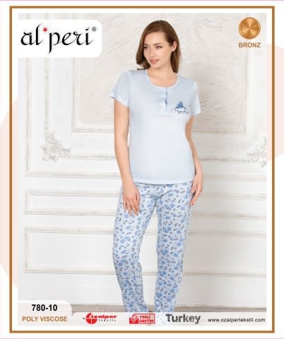 Alperi 780-10 Bayan Kısa Kol Pijama Takım 4'lü
