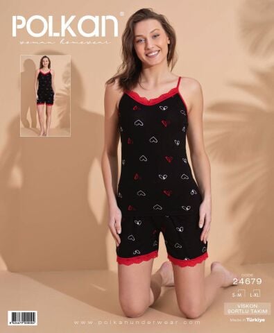 Polkan 24679 Beden (SM-LXL) Viskon Bayan Şortlu Takım 6'lı