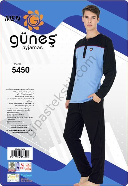 Güneş 5450 Uzun Kol Mevsimlik Erkek Pijama Takımı