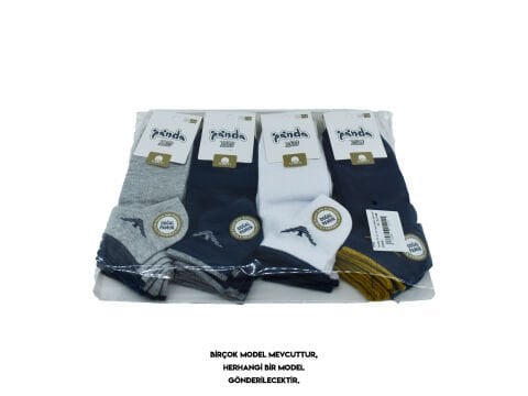 Panda 03 (3-12 Yaş) Doğal Pamuk Yıkamalı Kız Erkek Patik Çorap 12'li