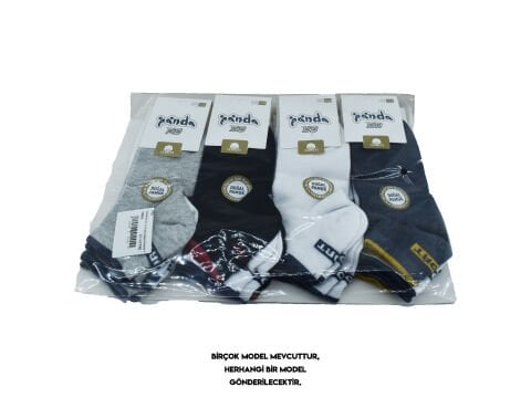 Panda 03 (3-12 Yaş) Doğal Pamuk Yıkamalı Kız Erkek Patik Çorap 12'li