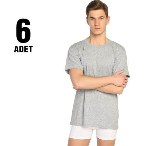 Seher Renkli Sıfır Yaka Erkek Atlet 6'lı YENİ HAKİ - 5