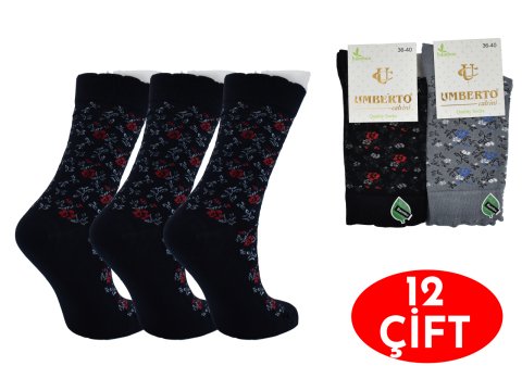 Umberto 207 Dikişsiz Bayan Bambu Soket Çorap 12'li 36-40 NO - KARISIKRENK