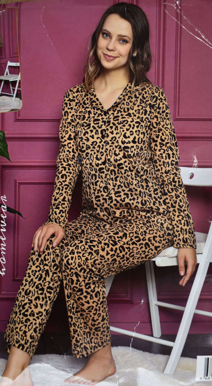 Polcan 2044 Uzun Kollu Düğmeli Bayan Pijama Takımı