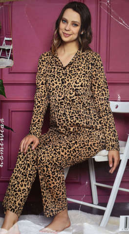 Polcan 2044 Uzun Kollu Düğmeli Bayan Pijama Takımı