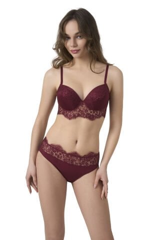 Büşra 314 Balenli Destekli Bayan Sütyen Takım BORDO - 90