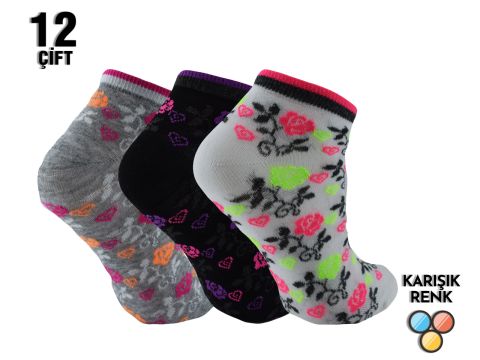 XGRİ POLO 3'lü Bayan Penye Patik 12'li