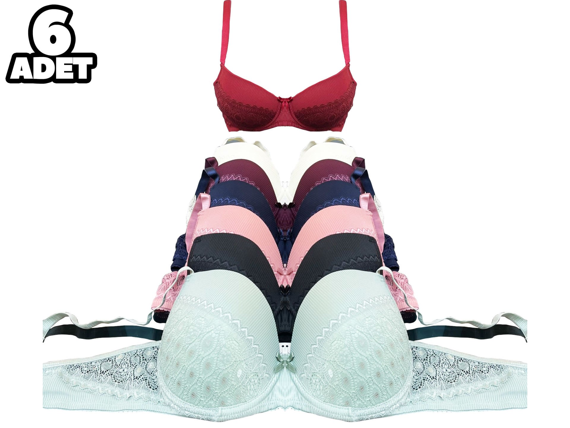 Aysemin 5053 C Cup (85-90-95-100-105) Balenli Desteksiz Bayan Sütyen 6'lı