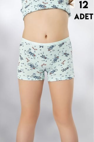 Kota 3400 Baskılı Kız Çocuk Boxer 12'li