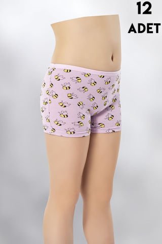 Kota 3400 Baskılı Kız Çocuk Boxer 12'li