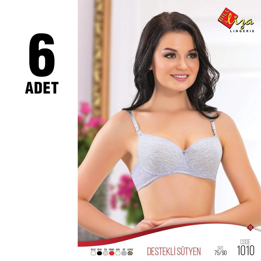 Liza 1010 Klasik Destekli Bayan Sütyen 6'lı BEYAZ - 90