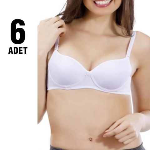 Liza 1010 Klasik Destekli Bayan Sütyen 6'lı BEYAZ - 90