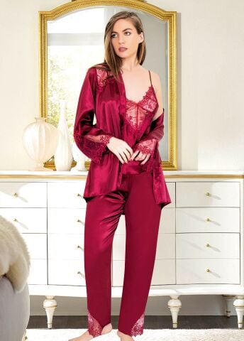 Miss Laris 5045 Bayan Üçlü Saten Takım