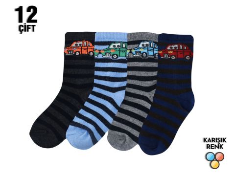 XGRİ POLO Yıkamalı Penye Erkek Çocuk Patik 12'li