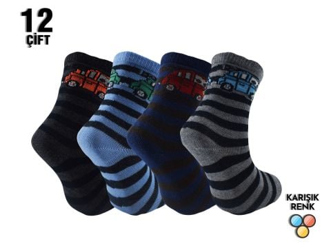 XGRİ POLO Yıkamalı Penye Erkek Çocuk Patik 12'li