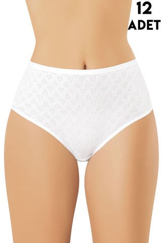 Kota 5032 (L-XL-2XL-3XL) Transferli Ribana Bayan Külot 12'li BEYAZ - 2XL