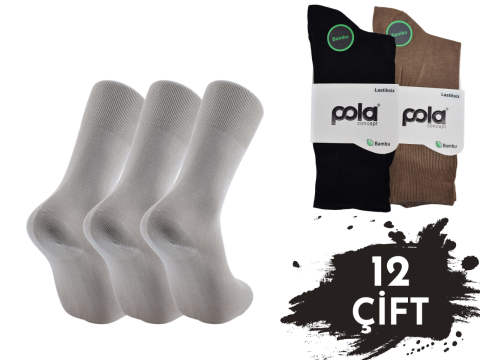 Pola 991 Yazlık Likralı Diyabetik Erkek Bambu Çorap 12'li