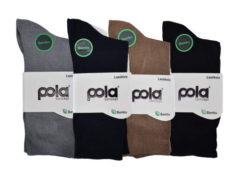 Pola 991 Yazlık Likralı Diyabetik Erkek Bambu Çorap 12'li