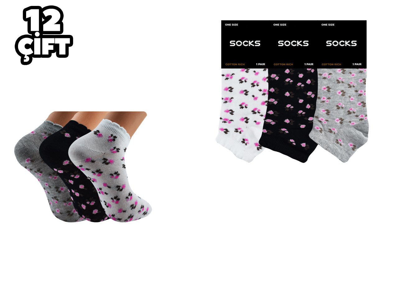 Esinti 10-2 3 Boyutlu Bayan Patik 12'li