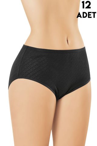 Kota 5032 (L-XL-2XL-3XL) Transferli Ribana Bayan Külot 12'li SİYAH - L