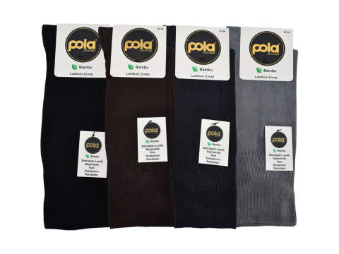 Pola 1185 Dört Mevsim Likralı Diyabetik Erkek Bambu Çorap 12'li