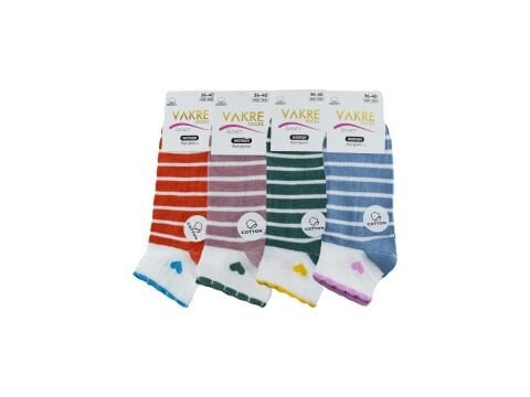 Vakre 9328-24 (36-40) Bayan Penye Patik Çorap 12'li