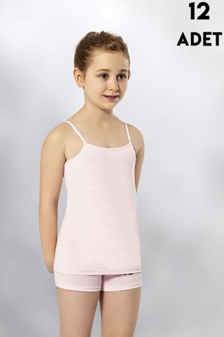 Kota 3411 Düz Renk Kız Çocuk Atlet 12'li