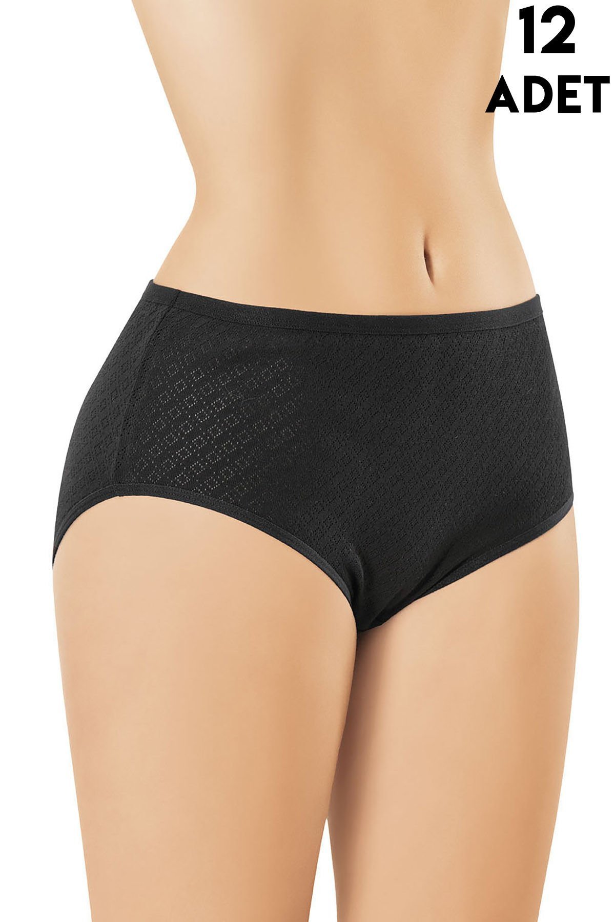 Kota 5032 (L-XL-2XL-3XL) Transferli Ribana Bayan Külot 12'li SİYAH - XL
