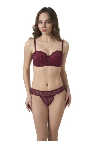 Büşra 805 Balenli Desteksiz Bayan Sütyen Takım BORDO - 75