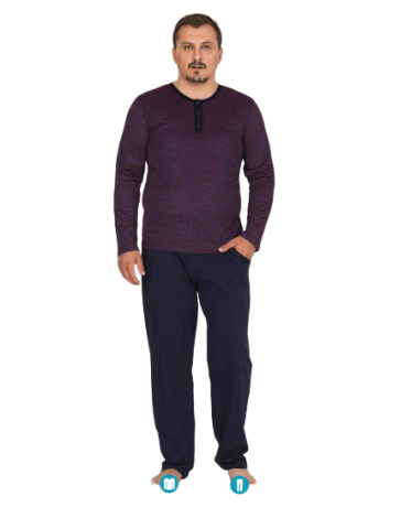 Berland 3757 Erkek Modal Uzun Kol Battal Pijama Takımı