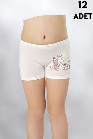 Kota 3409 Parça Baskılı Kız Çocuk Boxer 12'li