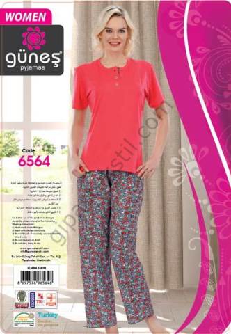 GÜNEŞ 6564 KISA KOL MODAL BAYAN PİJAMA TAKIMI