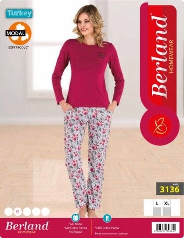 Berland 3136 Bayan Modal Uzun Kol Pijama Takımı