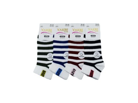 Vakre 9328-15 (36-40) Bayan Penye Patik Çorap 12'li