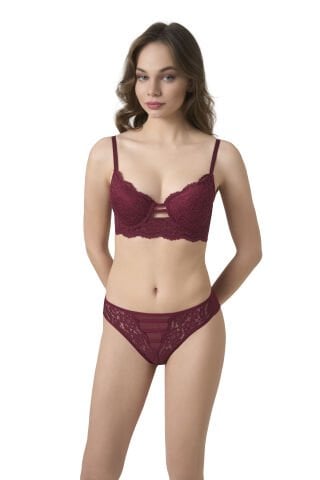Büşra 302 Balenli Destekli Bayan Sütyen Takım BORDO - 90