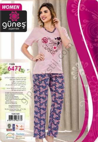 GÜNEŞ 6477 KISA KOL BAYAN PİJAMA TAKIMI