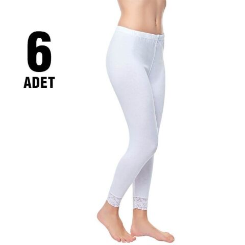 Tutku 0157 Bayan Uzun Dantelli Tayt 6'lı