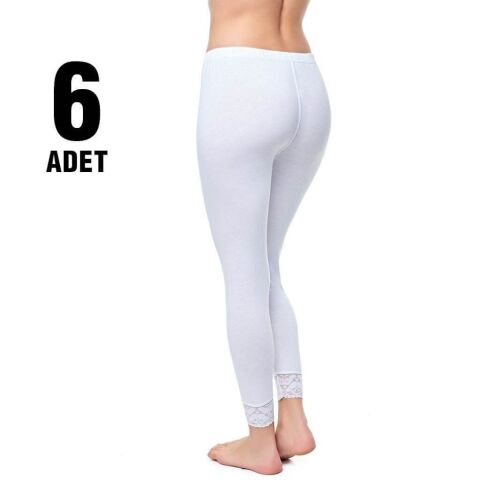 Tutku 0157 Bayan Uzun Dantelli Tayt 6'lı