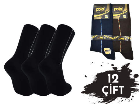 Pola 1523 Dört Mevsim Likralı Erkek Modal Çorap 12'li