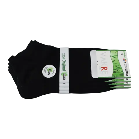 Vakre 9304 (40-45 NO) Dikişsiz Erkek Bambu Patik Çorap 12'li