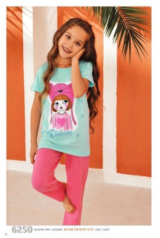 Güryıldız 6250 Kısa Kollu Kız Çocuk Pijama Takımı KATALOG RENGİ - 3-4 YAŞ