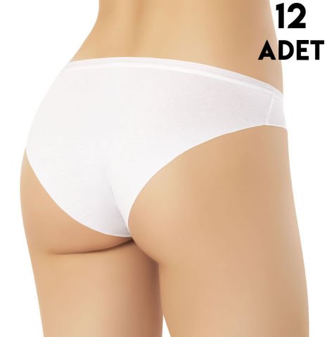Kota 5027 Dikişsiz Penye Bayan Bikini (M-L-XL) 12'li BEYAZ - XL