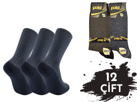 Pola 1526 Dört Mevsim Likralı Erkek Modal Çorap 12'li