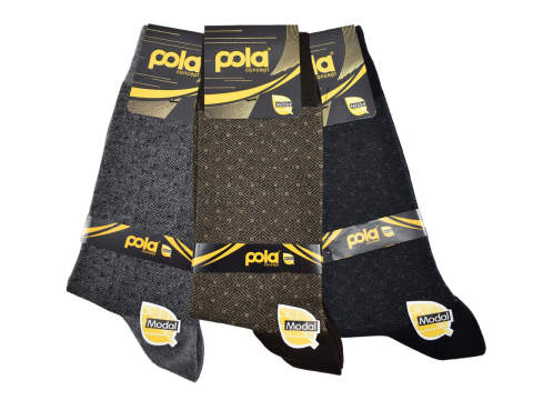 Pola 1526 Dört Mevsim Likralı Erkek Modal Çorap 12'li
