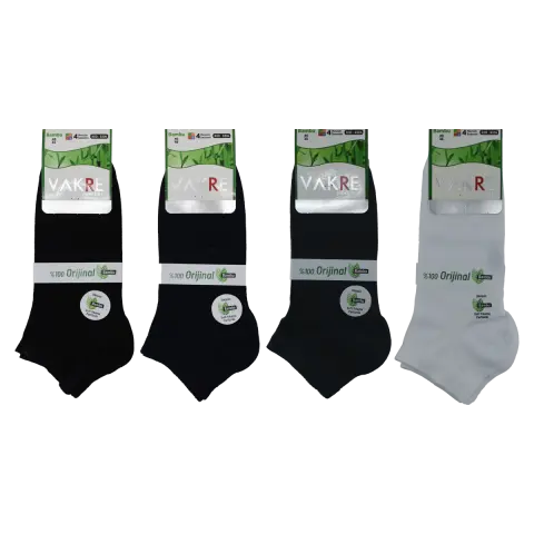 Vakre 9304-3 (40-45 NO) Dikişsiz Erkek Bambu Patik Çorap 12'li