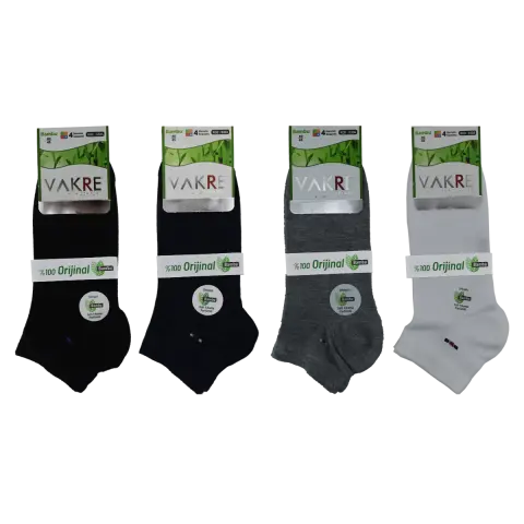 Vakre 9304-2 (40-45 NO) Dikişsiz Erkek Bambu Patik Çorap 12'li
